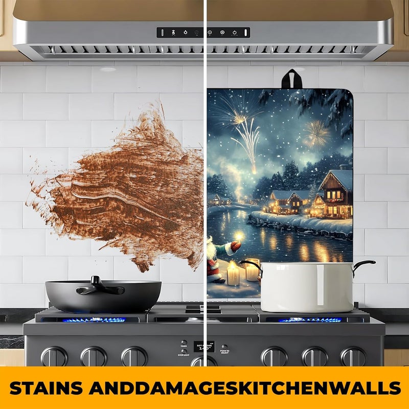 BVBOX Stove Top Cover Retro Flower Gas Stove Top Cover for Home Decoration Kitchen Pad Non-Stick Washable Cooktop Covers Countertop Protector Keep Stove Clean 28"x20" (Snowhouse) - Image 5